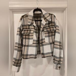 For The Republic Cropped Plaid Jacket
